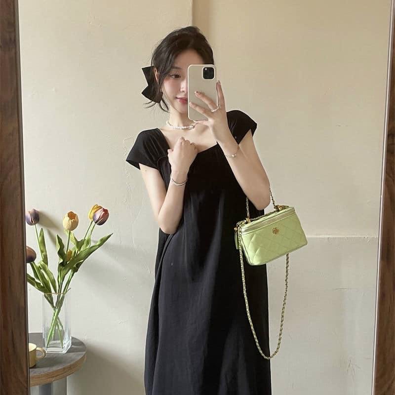 Váy thun dáng suông , đầm thun cotton dáng suông, đầm suông rộng dáng dài 2  màu Đen , Trắng - CHOOSE ME KLP | Shopee Việt Nam