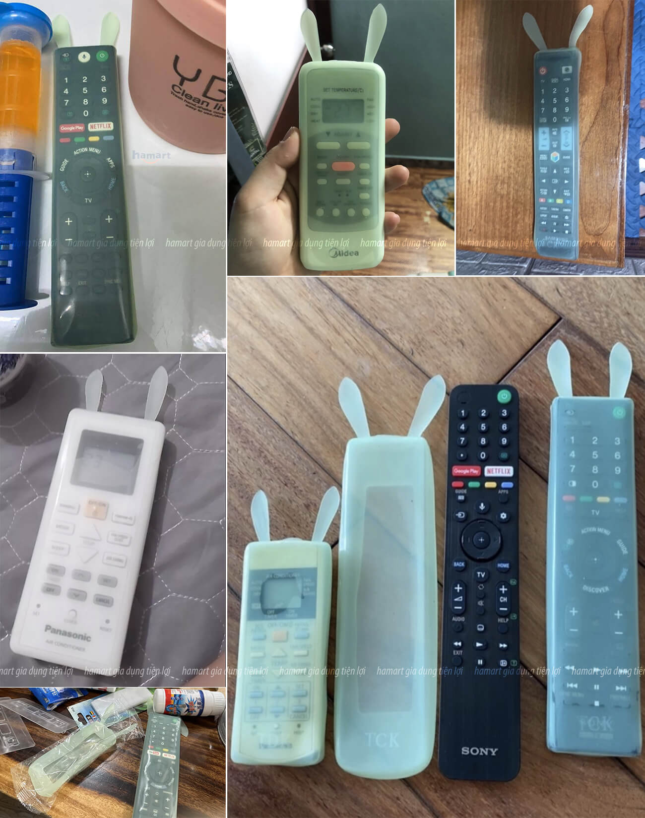 Bọc Điều Khiển TV Remote Điều Hoà Silicone Tai Thỏ Dạ Quang Phát Sáng Chống Thấm Nước Bụi Bẩn