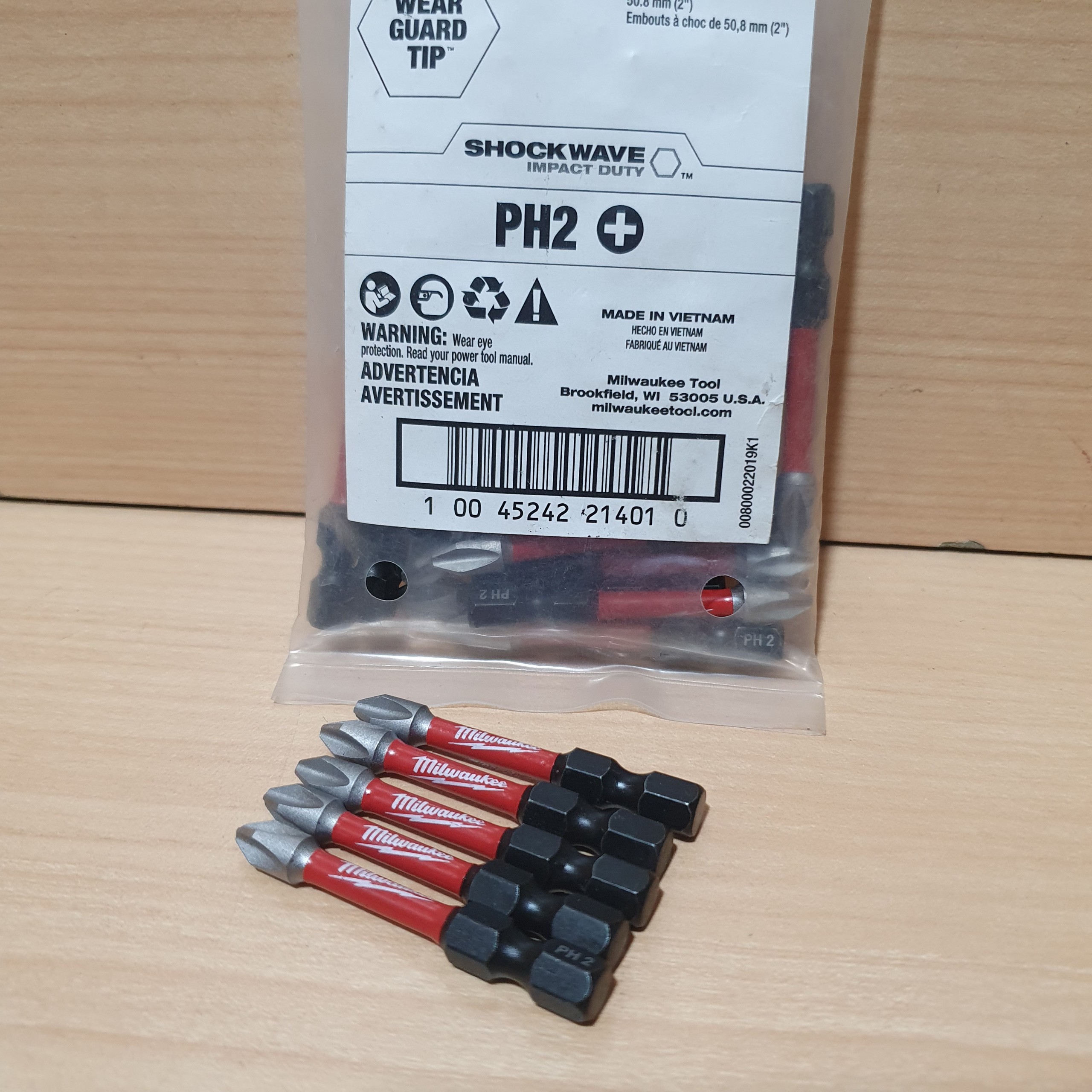 Mũi bắn vít Milwaukee ph2, 5cm chuẩn ngắn thép cứng
