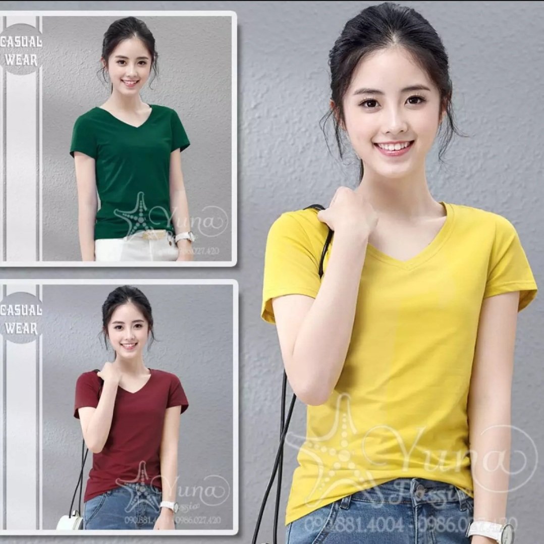 Áo Thun Thái Cổ Tim Cao Cấp [ ÁO COTTON THÁI NỮ ĐẸP ] - size 45 - 65kg