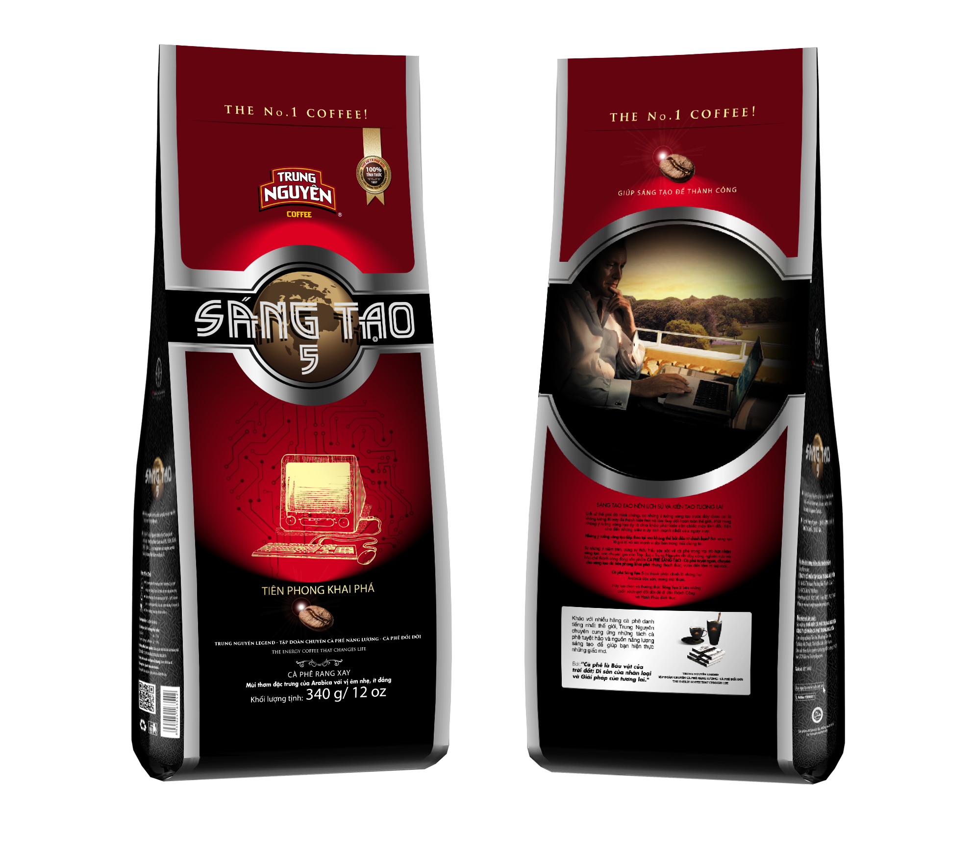 Trung Nguyên Legend Cà Phê Rang Xay Sáng Tạo 5 – Gói 340g – 100% Arabica, Vị Êm Dịu, Hậu Thơm Dài