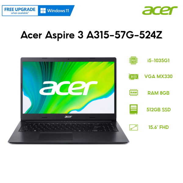 Laptop Acer Aspire 3 A315-57G-524Z i5-1035G1 | 8GB | 512GB | VGA MX330 2GB | 15.6 FHD | Win 10