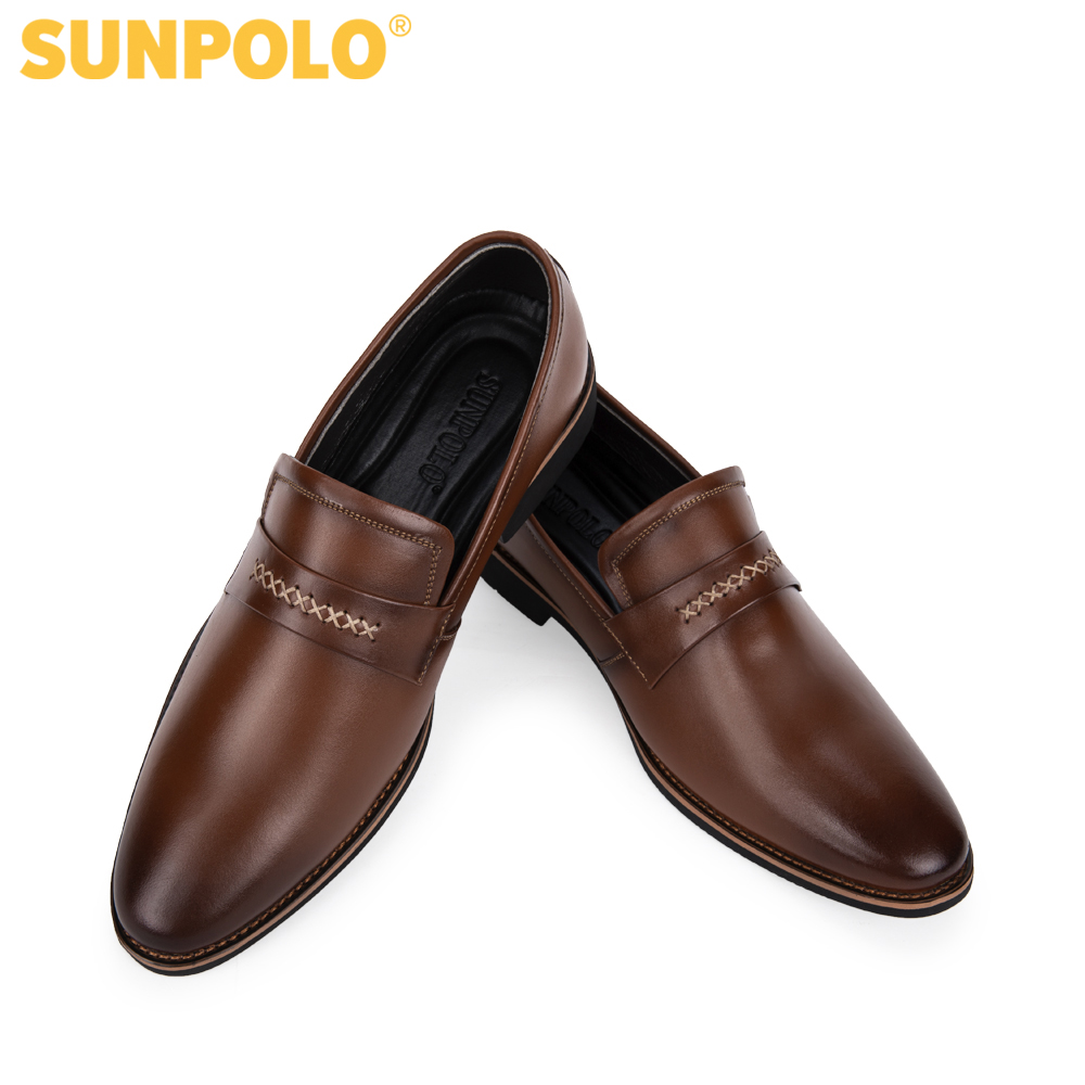 Giày tây công sở nam da bò SUNPOLO SPH295 (Bò, Nâu)