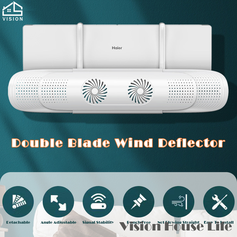 Vision Retractable Air-conditioning Blade Free Installation Wind Deflector Double Fan Anti-direct Blowing Air-conditioning Wind Deflector Spiral Wind