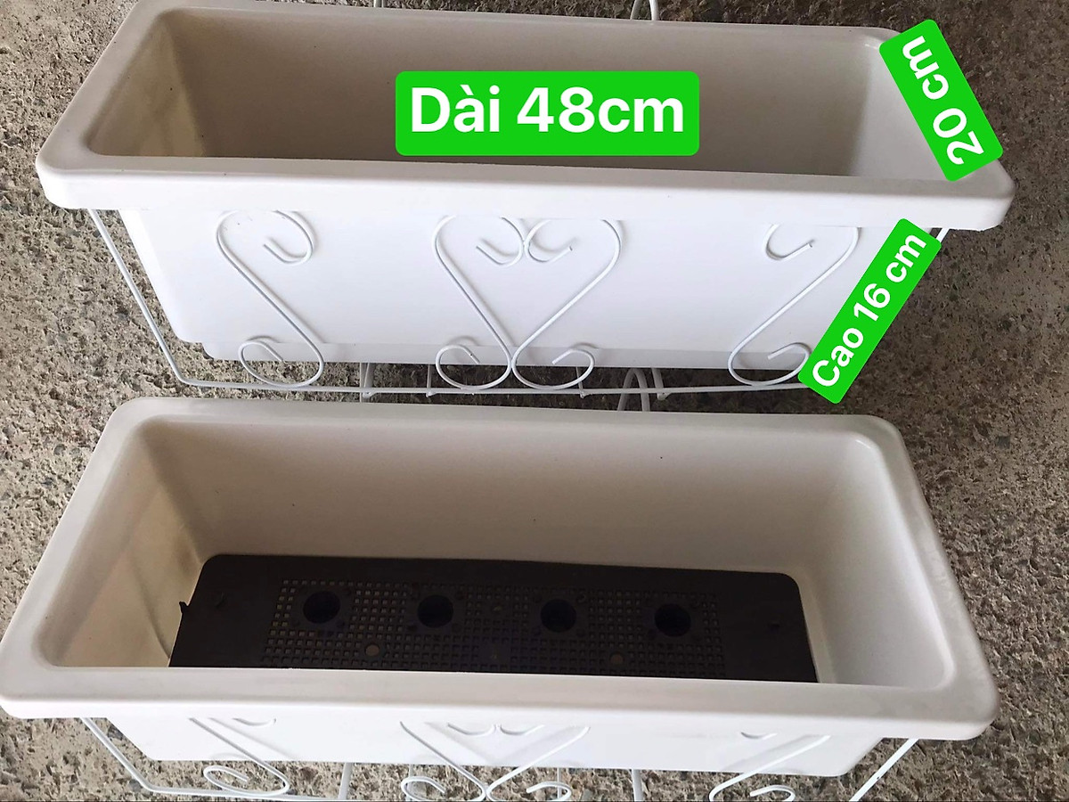 chậu và giá treo ban công dài 48cm và 67cm