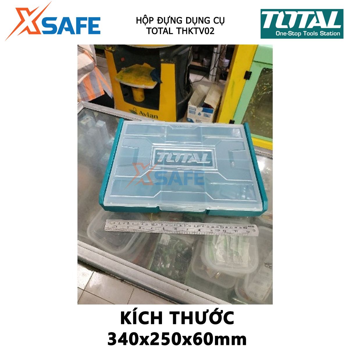 [HỎA TỐC] Hộp nhựa đựng dụng cụ TOTAL THKTV02 kích thước 340 * 250 * 60mm hộp đồ nghề , Có thể xếp chồng lên nhau Chất liệu nhựa PP, có vách ngăn đựng các loại dụng cụ, đồ nghề siêu cứng chịu va đập, chịu nhiệt