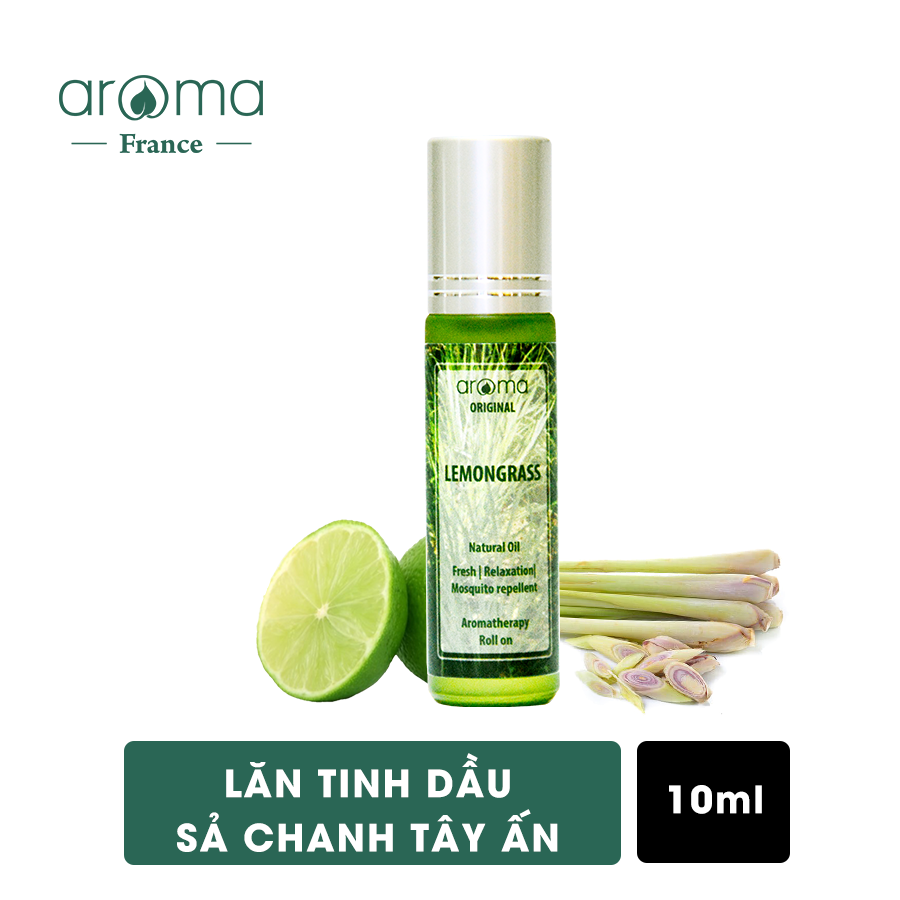 Dầu Lăn Aroma Sả Chanh Tây Ấn thơm thảo mộc thư giãn 10ml