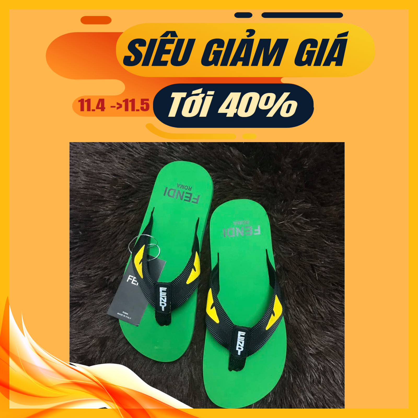 Dép kẹp nam mắt cáo F.D ( Màu Cam)