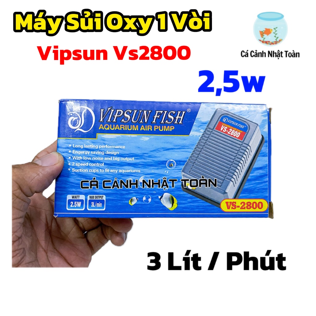 MÁY TẠO OXY 1 VIPSUN VS2800 VÒI 2-5W CHO BỂ CÁ CẢNH