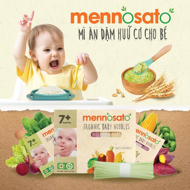 [HCM FREESHIP] Mì Ăn Dặm Hữu Cơ Cho Bé Mennosato Từ 7 Tháng Tuổi