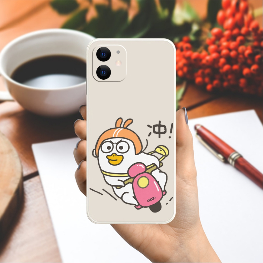 Ốp lưng Vina Case Iphone 6S/6 Plus/7G/8G/X/Xs/11/12/....dẻo cạnh vuông bảo vệ camera hình Vịt Chạy Xe
