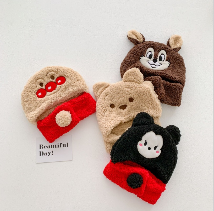 Mũ len lông cừu liền khăn dễ thương cho bé (2-8y)