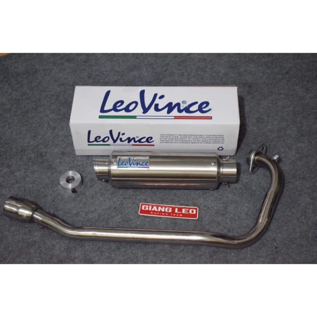 Trọn bộ lon pô leovince bạc hàng xịn và cổ pô inox 304 gắn xe winner ex 150 satria sonic wave deam sius