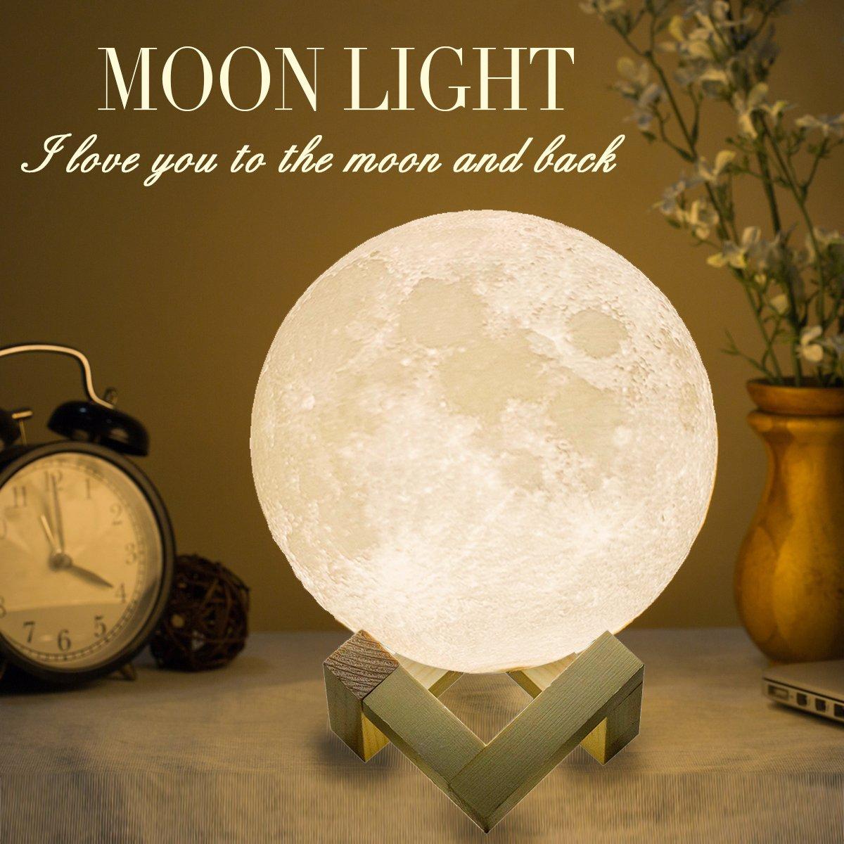 Đèn Ngủ Mặt Trăng 3D Moon Light 3D Version 2018 Size 15 và 18 Cm Tặng Kèm Đế Gỗ