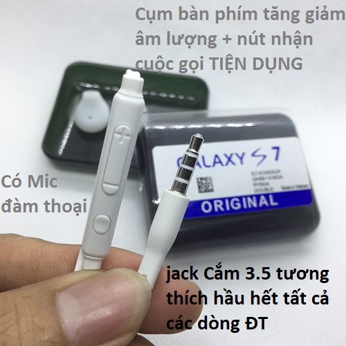 Tai nghe Có Dây Samsung S7  Zin Siêu BASS, Tai Nghe Có Dây Có Mic Dùng Được Cho Điện Thoại Oppo Xiaomi Realme Sony và Các dòng Điện Thoại Khác, Tai Nghe Nhét Tai Gaming, Phụ Kiện Tuấn Kiệt Store