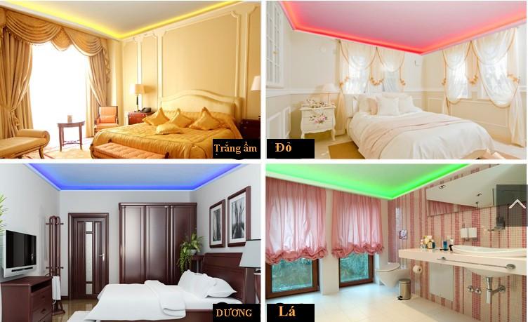 Bộ COMBO Đèn led dây hắt trần thạch cao 5050RGB - đổi 7 màu cho chu vi 30m + Nguồn + Bộ khiển