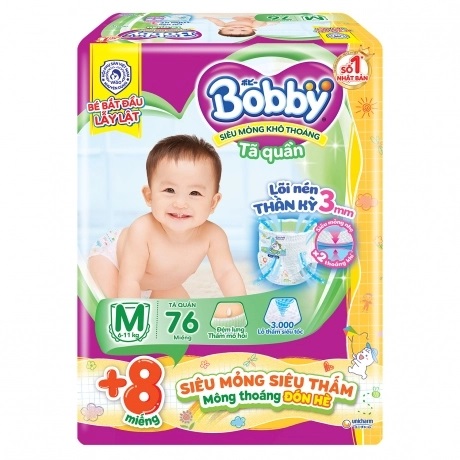 Tã Quần Bobby M60 và M76 ( Bao Bì Nguyên Vẹn, Bên Ngoài Hơi Xấu )
