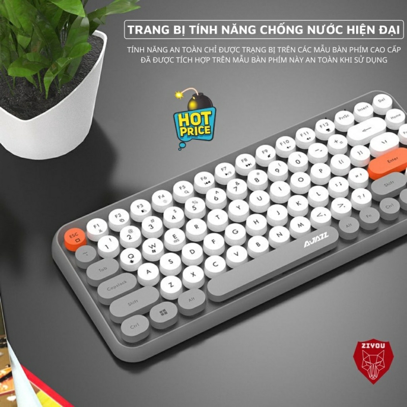 Bàn phím không dây bluetooth ziyou 308i new thiết kế hiện đại kết nối đa thiết bị, pin trâu cho điện thoại, laptop