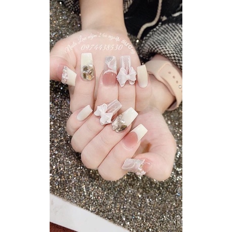 Nơ trắng đính móng tay - nơ bột MOON NAIL