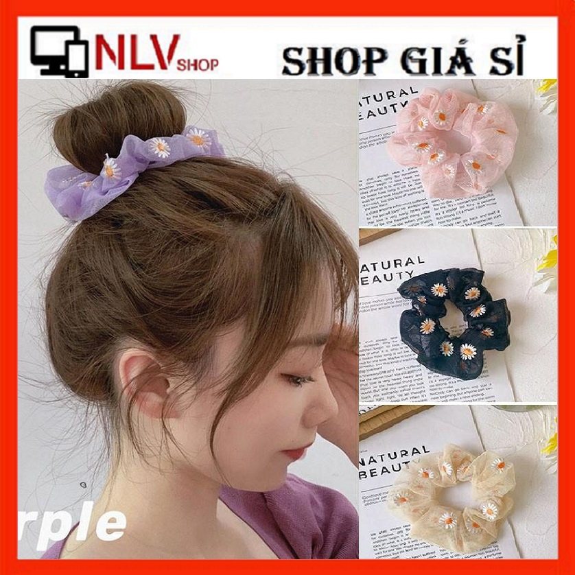 Buộc Tóc Hoa Cúc Vải Lưới Siêu Cute