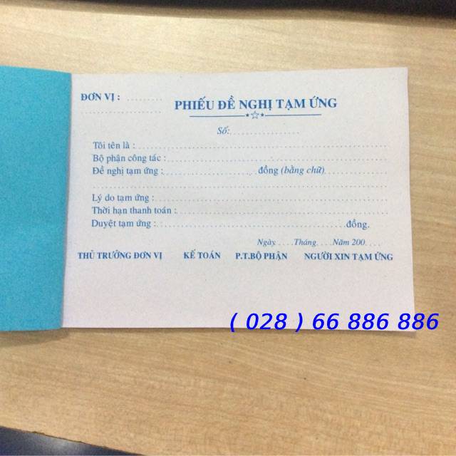 Giấy đề nghị tạm ứng. Do VPP Hiếu Cường cung cấp