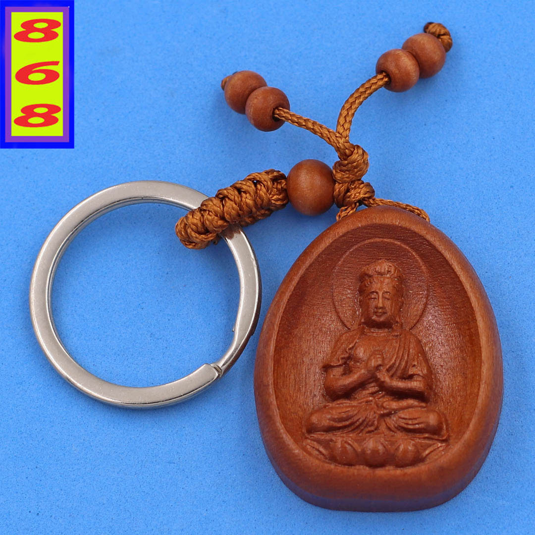 [HCM] keychains handmade incense wood figure 8 Buddha the par-lucky peace fortune Fortune