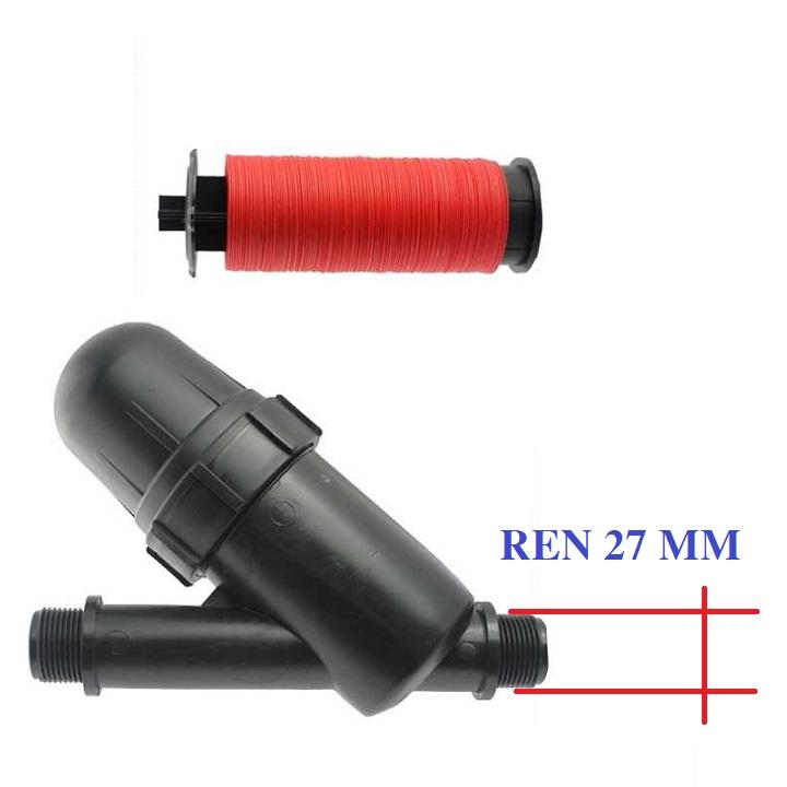 Bộ lọc cặn, rác ren ngoài phi 27 dùng cho hệ thống tưới tự động, phun sương.