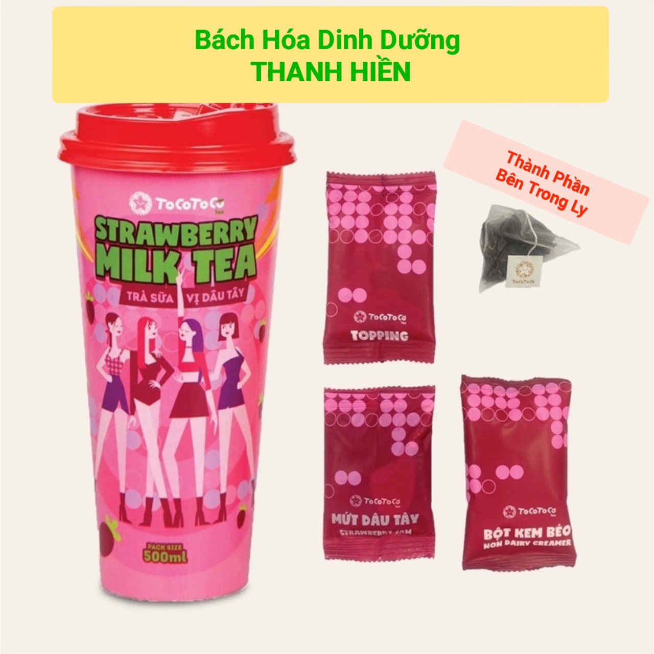 Trà Sữa Hương Dâu - ToCoToCo Instant Tea Cốc  500 ml