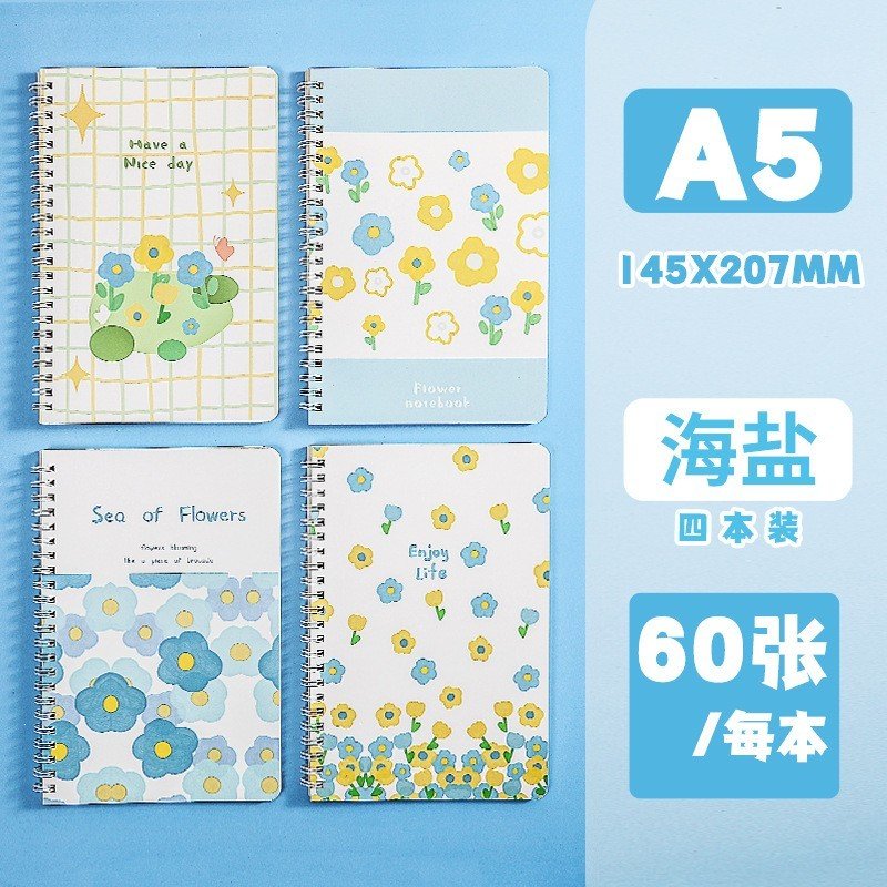Sổ lò xo a5 kẻ ngang 120 trang 70gsm 140x207mm lò xo kép, hxgs sổ tay ghi chép enjoy life