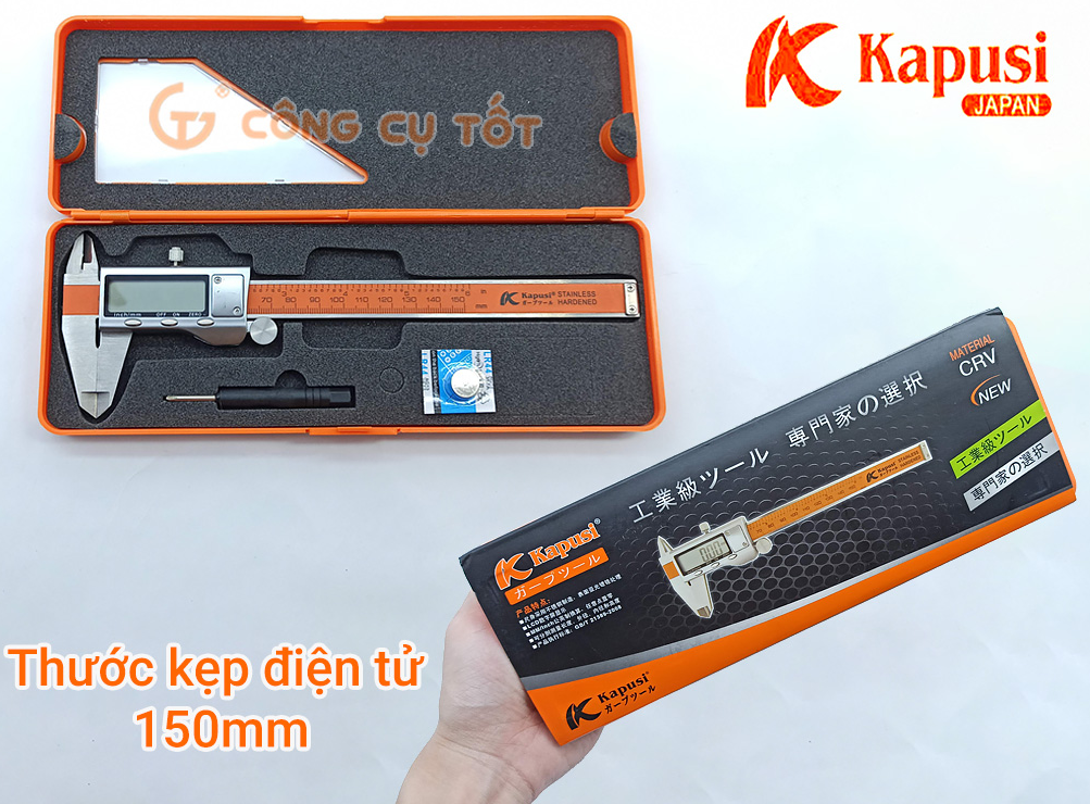 [HCM]Thước kẹp điện tử 150mm Kapusi chuẩn Nhật