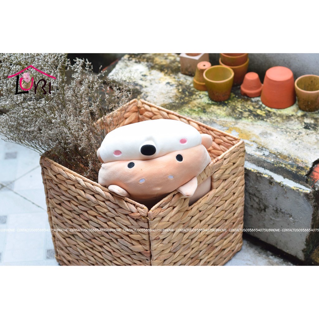 Square Folding water hyacinth basket 27x27x27