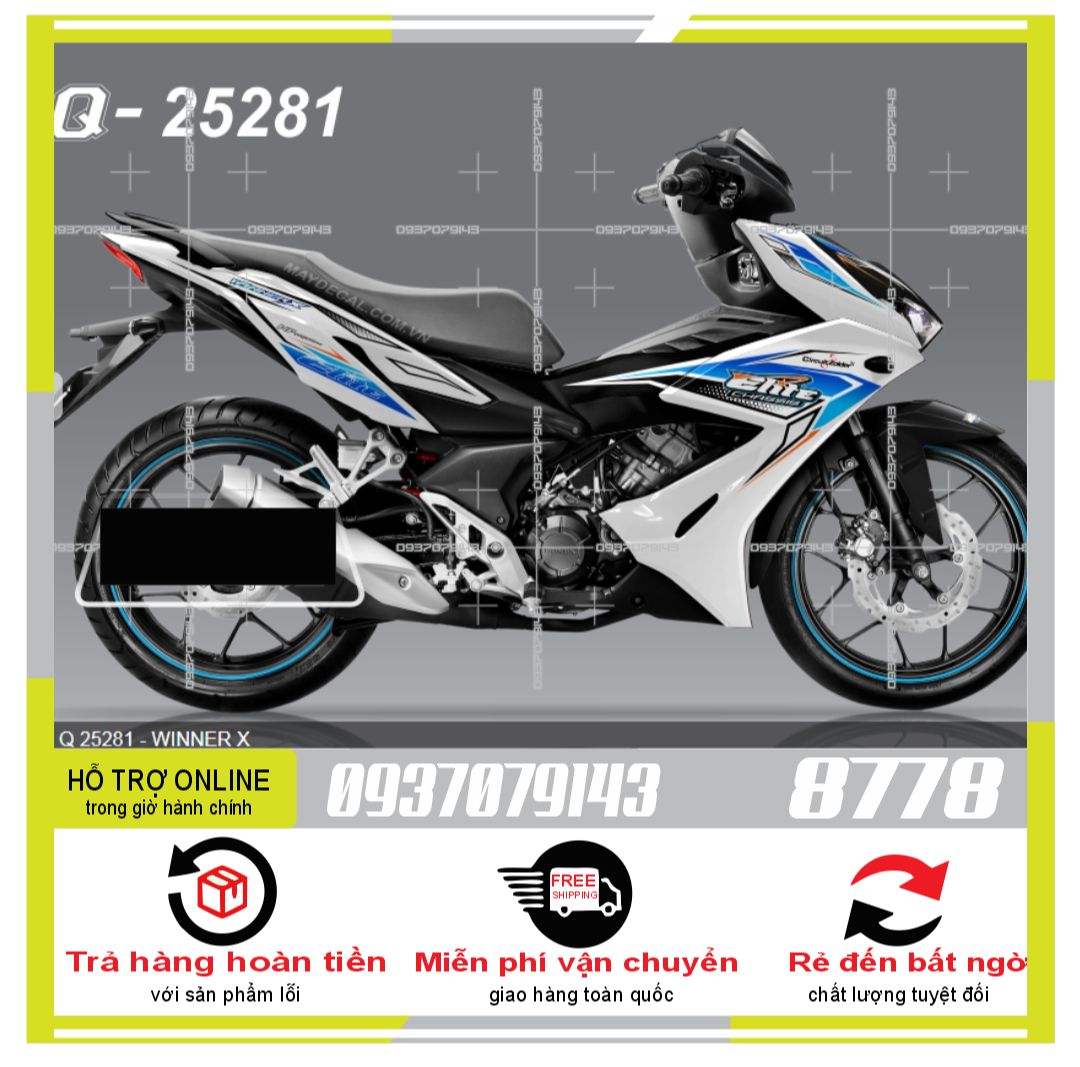 Freeship-- tem rời winner x trắng xanh 25281