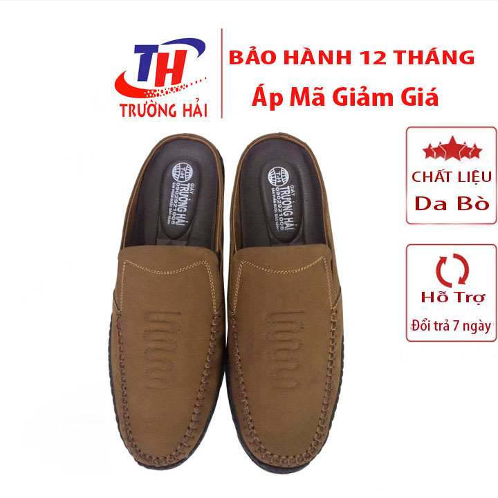 Dép nam bít mũi Vàng Trường Hải da bò thật cao cấp BM052