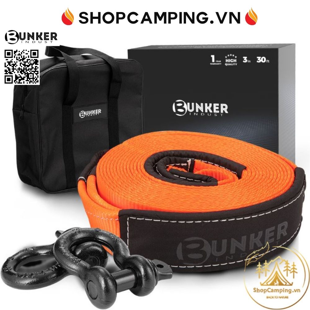 Dây cáp ,dây nối tời ,kéo xe bẹ 7.5cm 9m 14 tấn bunker indust