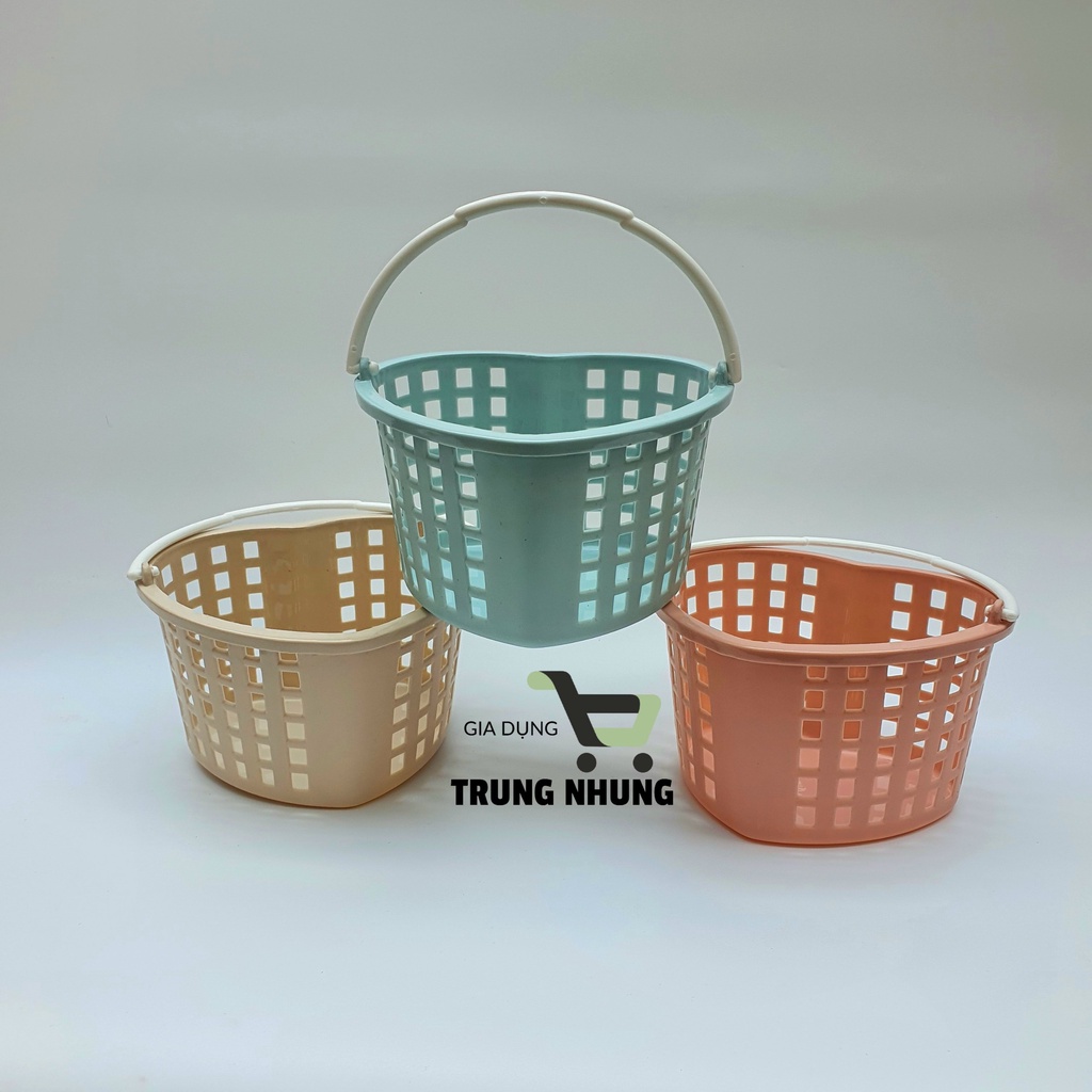 Giỏ nhựa đựng đồ, giỏ nhựa có quai xách hình trái tim , rổ đựng đồ đa năng