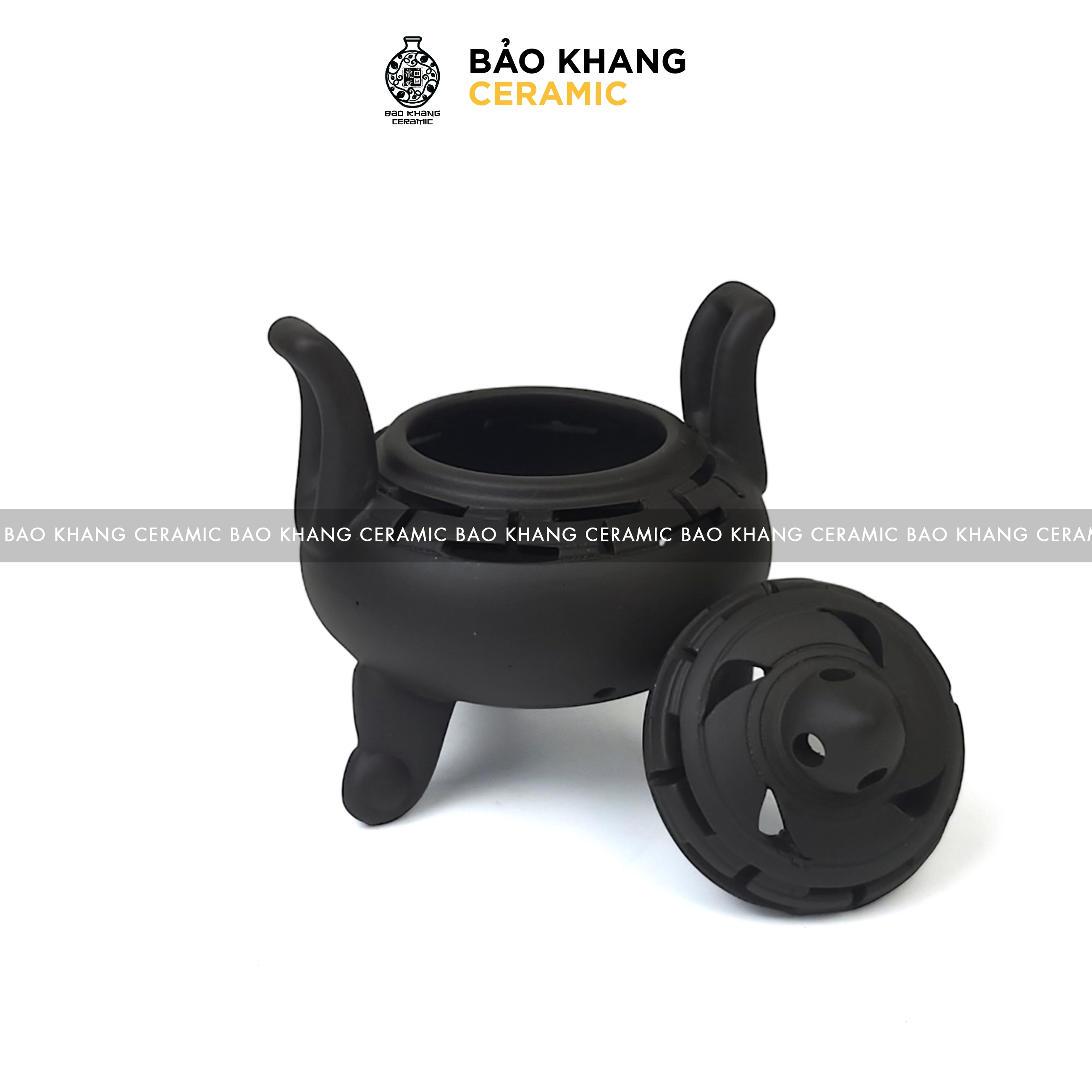 Lư đốt trầm đất tử sa gốm sứ Bát Tràng Bảo Khang