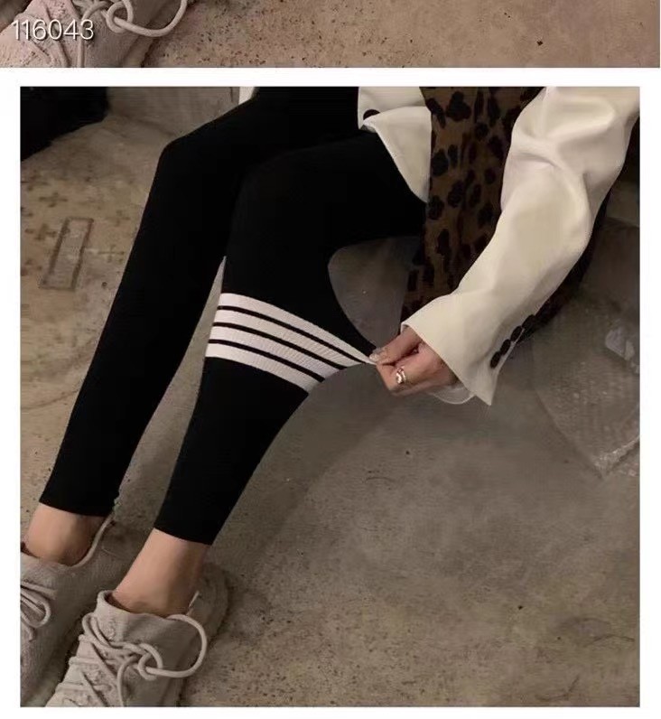 MS357 Quần legging thun tăm sọc ngang cá tính