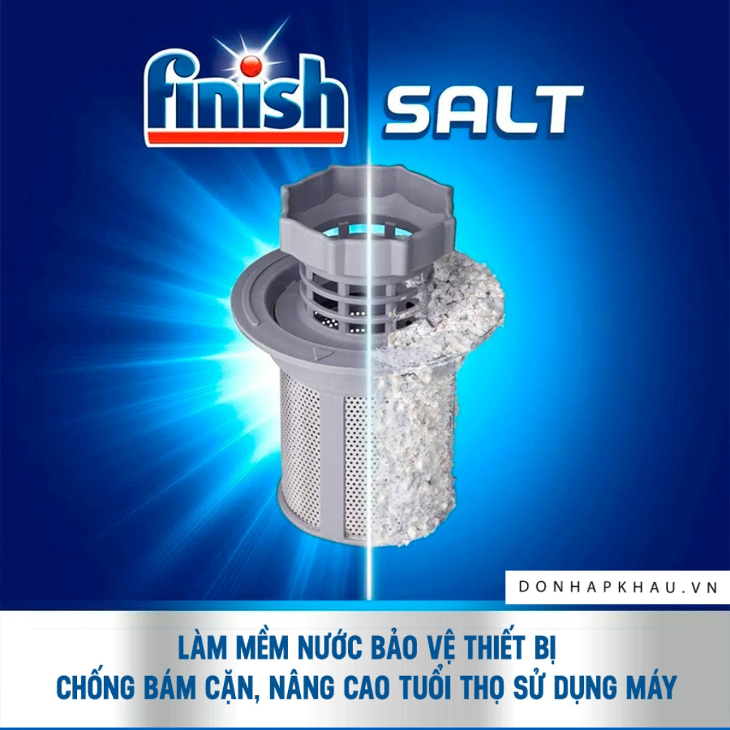 Muối Rửa Chén Bát Finish Salt Kháng Khuẩn 1kg - Bảo Vệ Máy Rửa Chén Bát, Ngăn Ngừa Mảng Bám