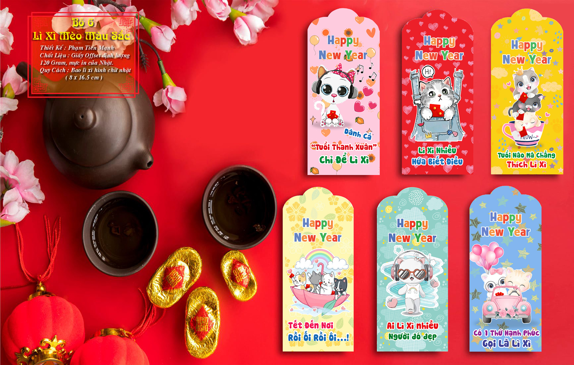 Bộ 100 Lì Xì Tết ( Chia Đều Các Mẫu )