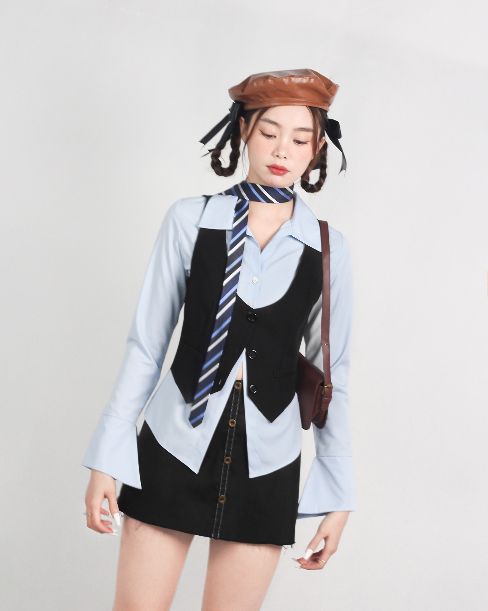 DALLA Áo gile nữ CỔ VUÔNG cài khuy (GL04)