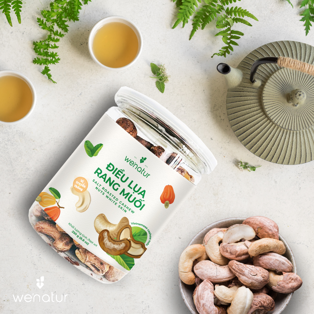 [Mua 1 tặng 1] Hạt Điều Lụa Nguyên Vỏ Rang Muối we'natur 250g (tặng 1 Xoài sấy dẻo 100g)
