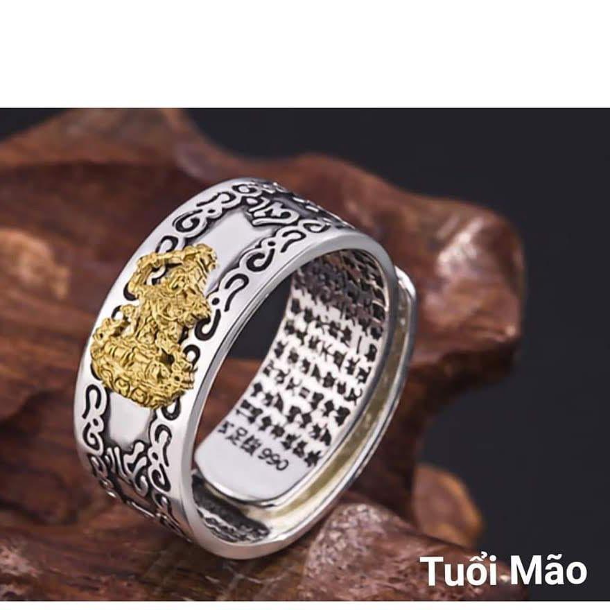 Nhẫn TITANTÂY TẠNG 8 Vị Phật Độ Mạng Mạ Vàng Cho 12 Con Giáp