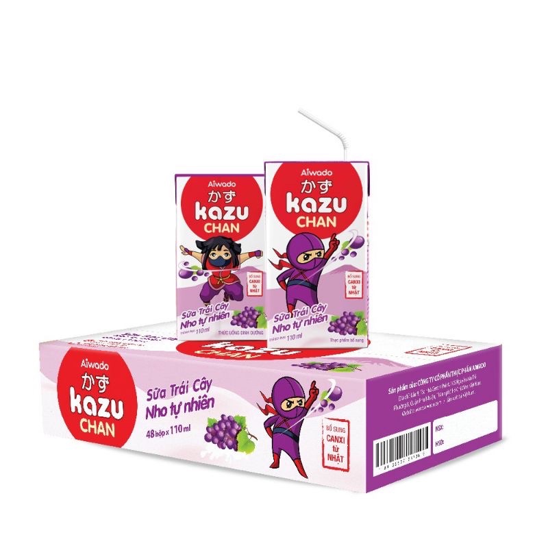 (Date 27.10.24)Thùng 48 hộp sữa trái cây Kazu Chan 180ml