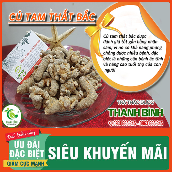 Củ tam thất bắc khô 500g loại đặc biệt - đông y thanh bình