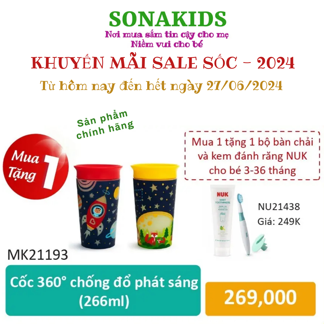 CỐC 360 ĐỘ CHỐNG ĐỔ PHÁT SÁNG MUNCHKIN 266ML - MK21193