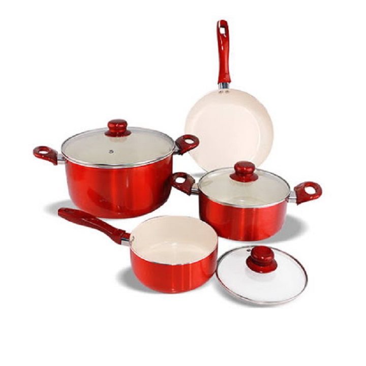 [HCM]BỘ 4 NỒI CHẢO CERAMIC ĐÁY TỪ - Đồ Dùng Nhà Bếp