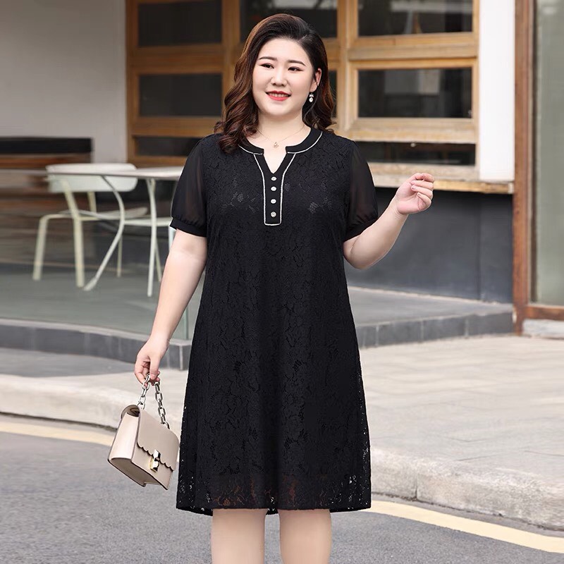 Đầm suông phối ren cao cấp sang trọng bigsize HN0922