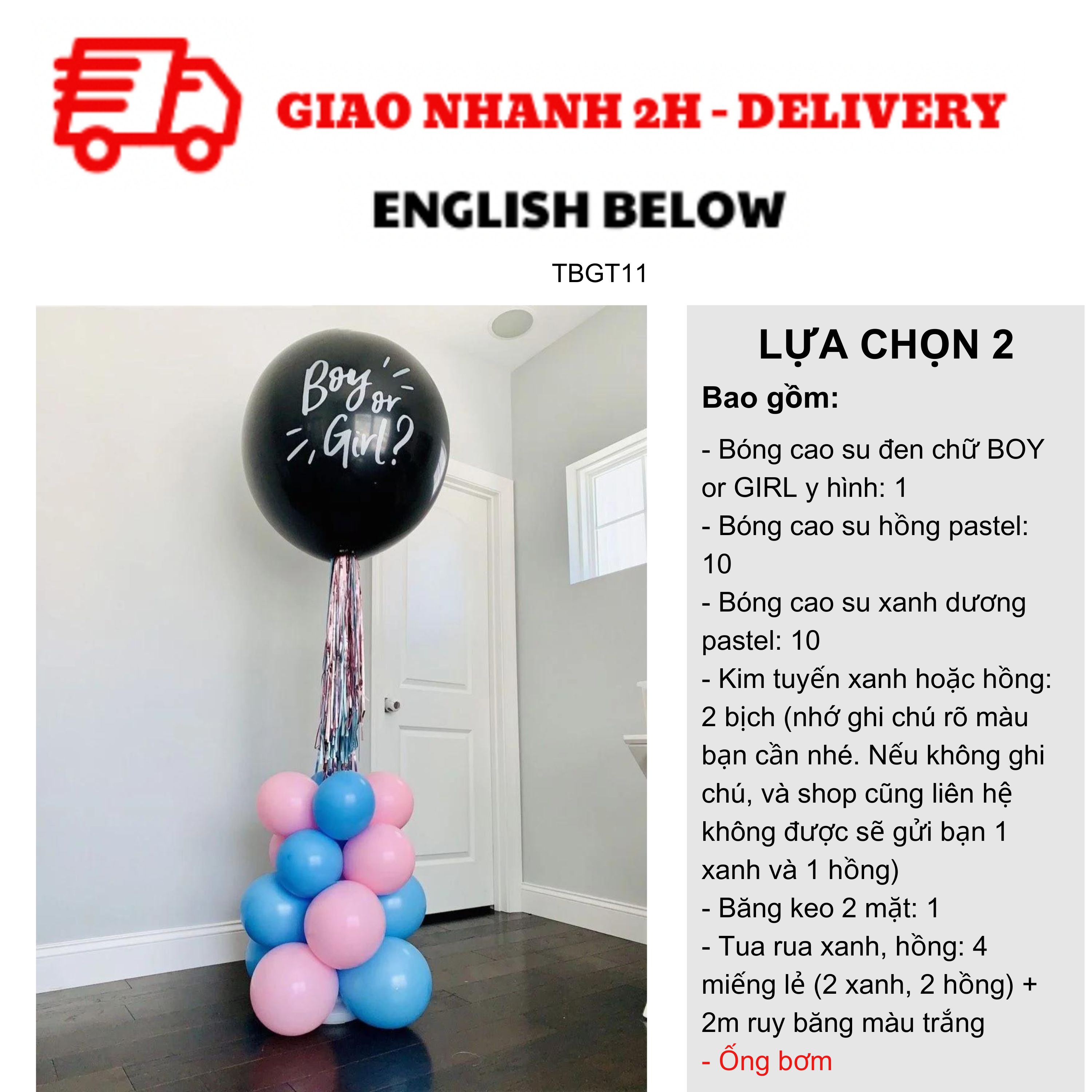 Bộ bong bóng tiệc dự đoán giới tính Gender Reveal TBGT11