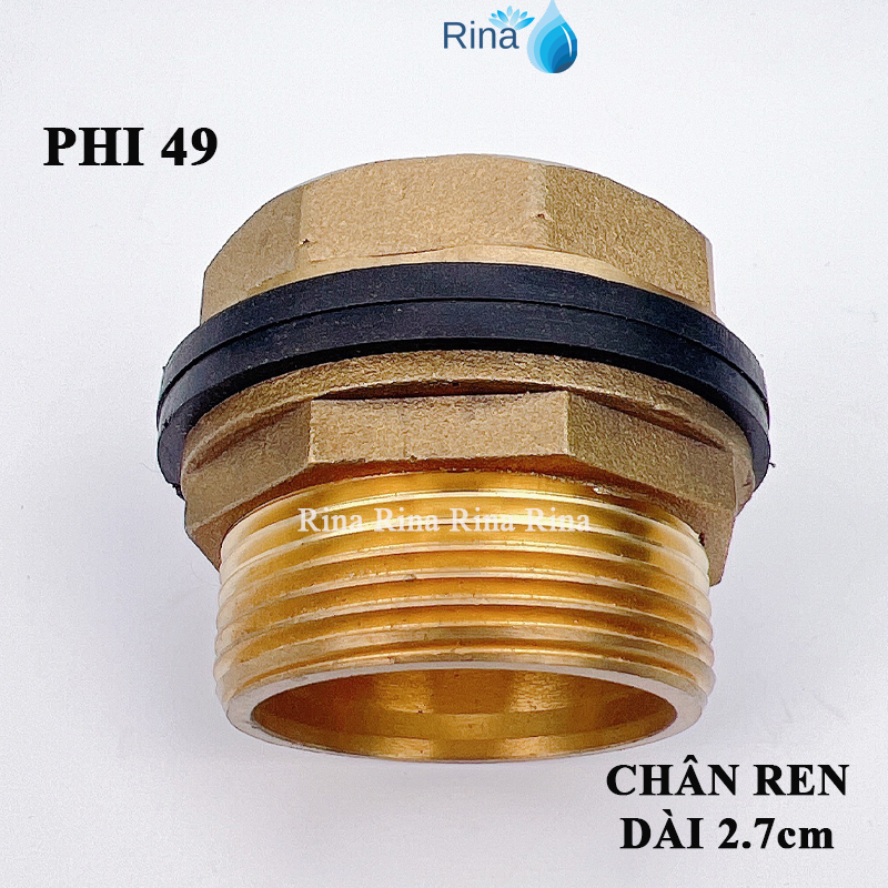 Nối bồn nước, ép phi bồn đồng thau, ép thùng phi đồng thau rina phi 21 27 34 42 49 60