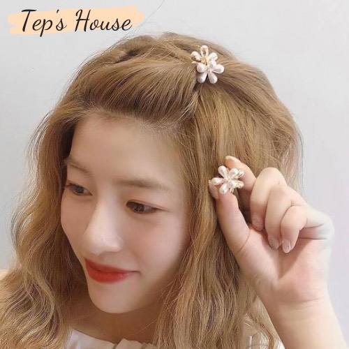 Kẹp tóc ngọc trai hoa 5 cánh dễ thương Hàn Quốc